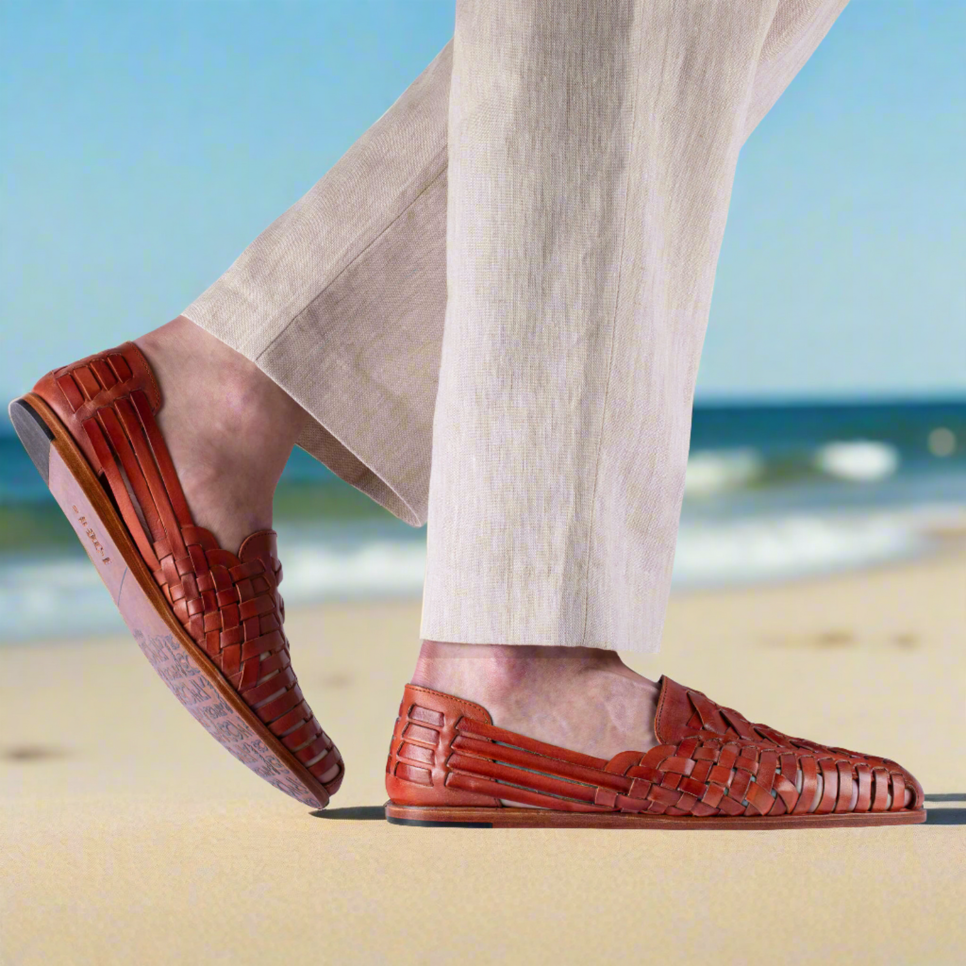 Мужские коричневые плетеные сандалии