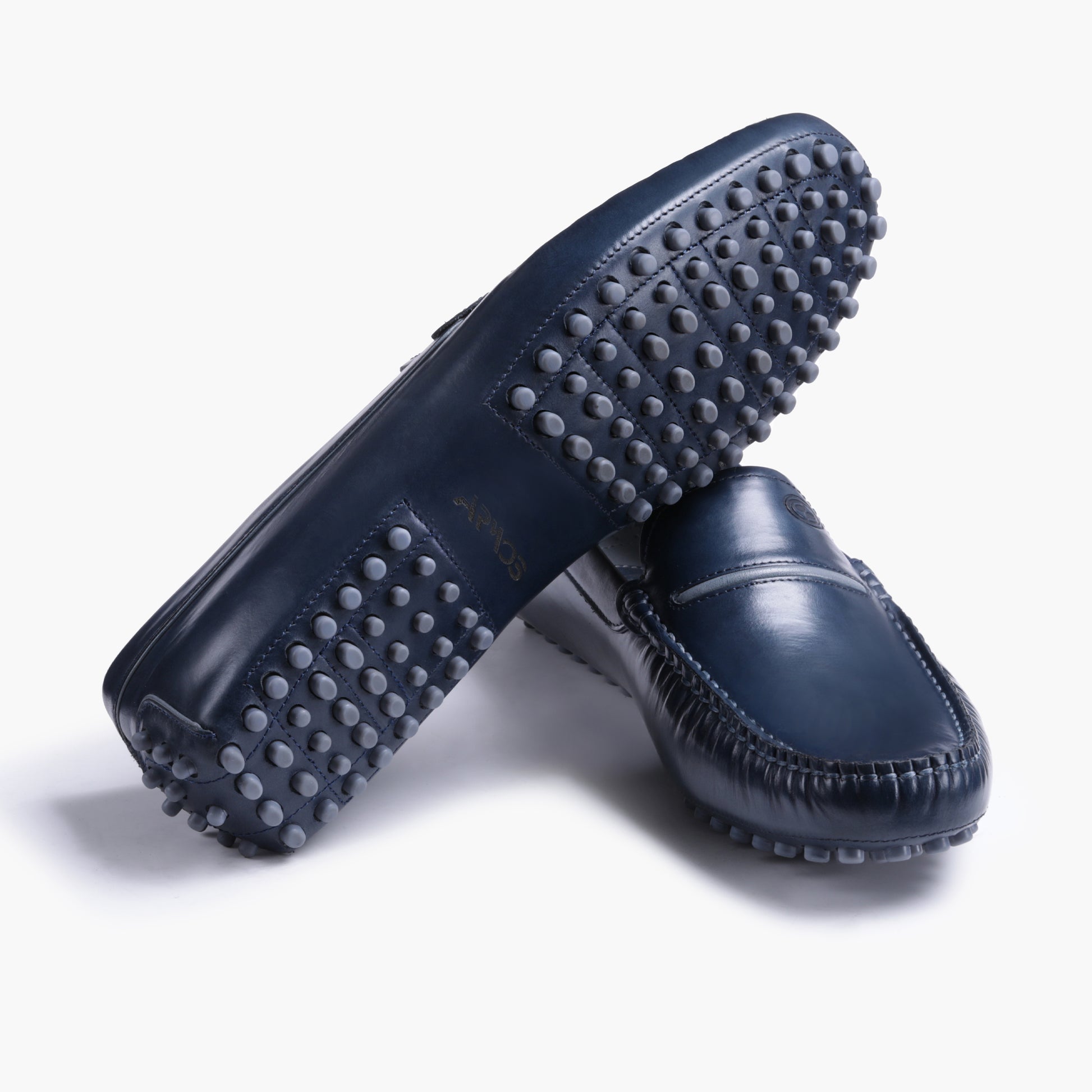 Темно - синие эластичные мокасины