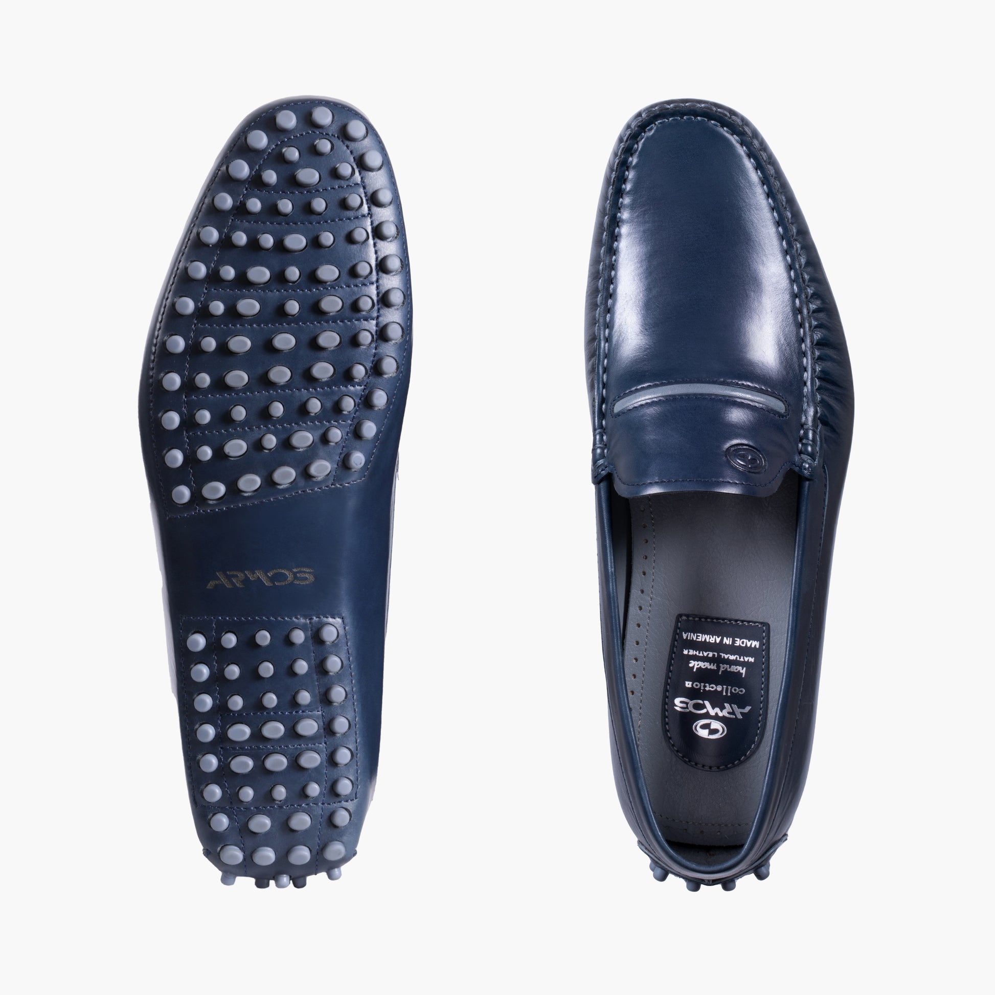 Темно - синие эластичные мокасины