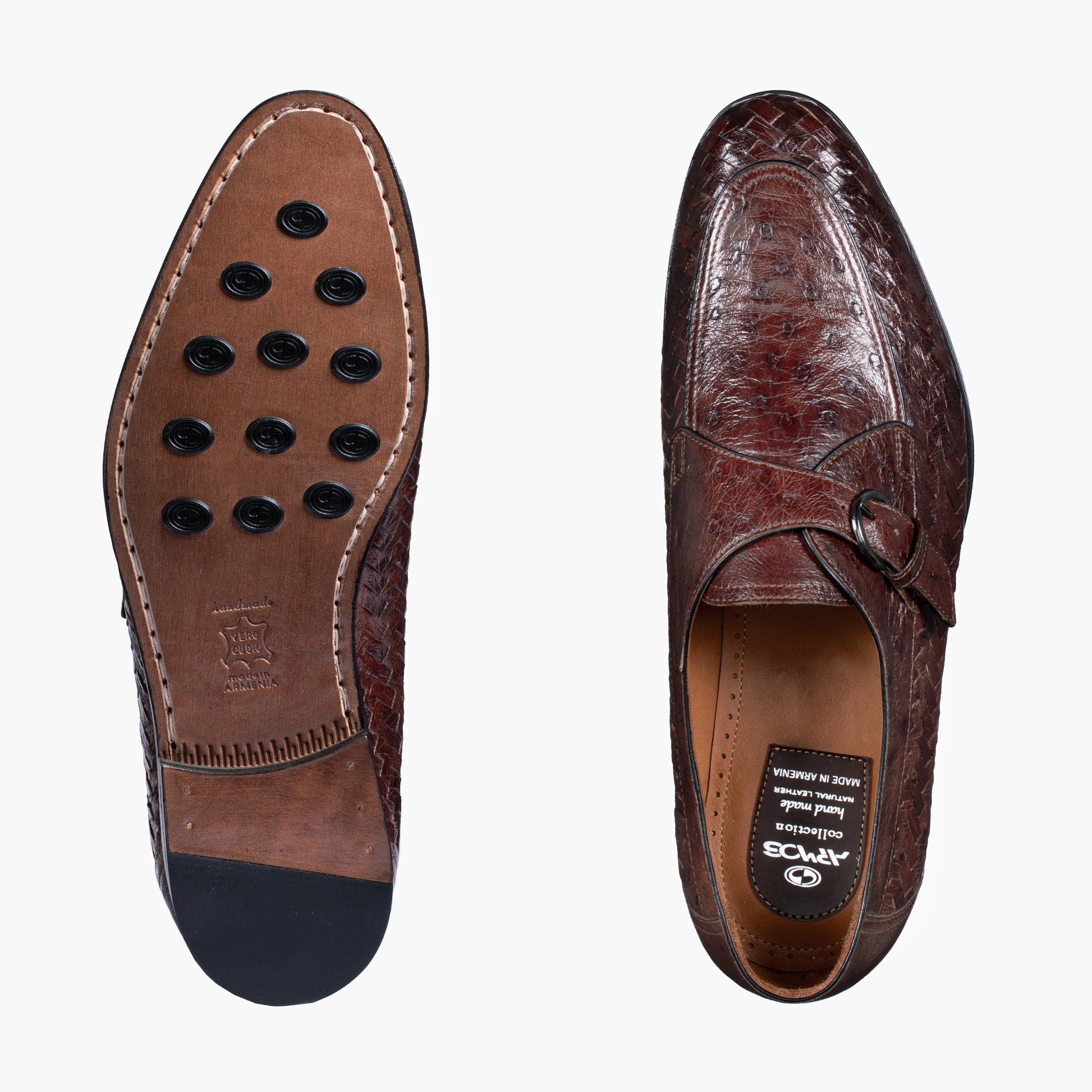 лоферы из кожи страуса ручного плетениe