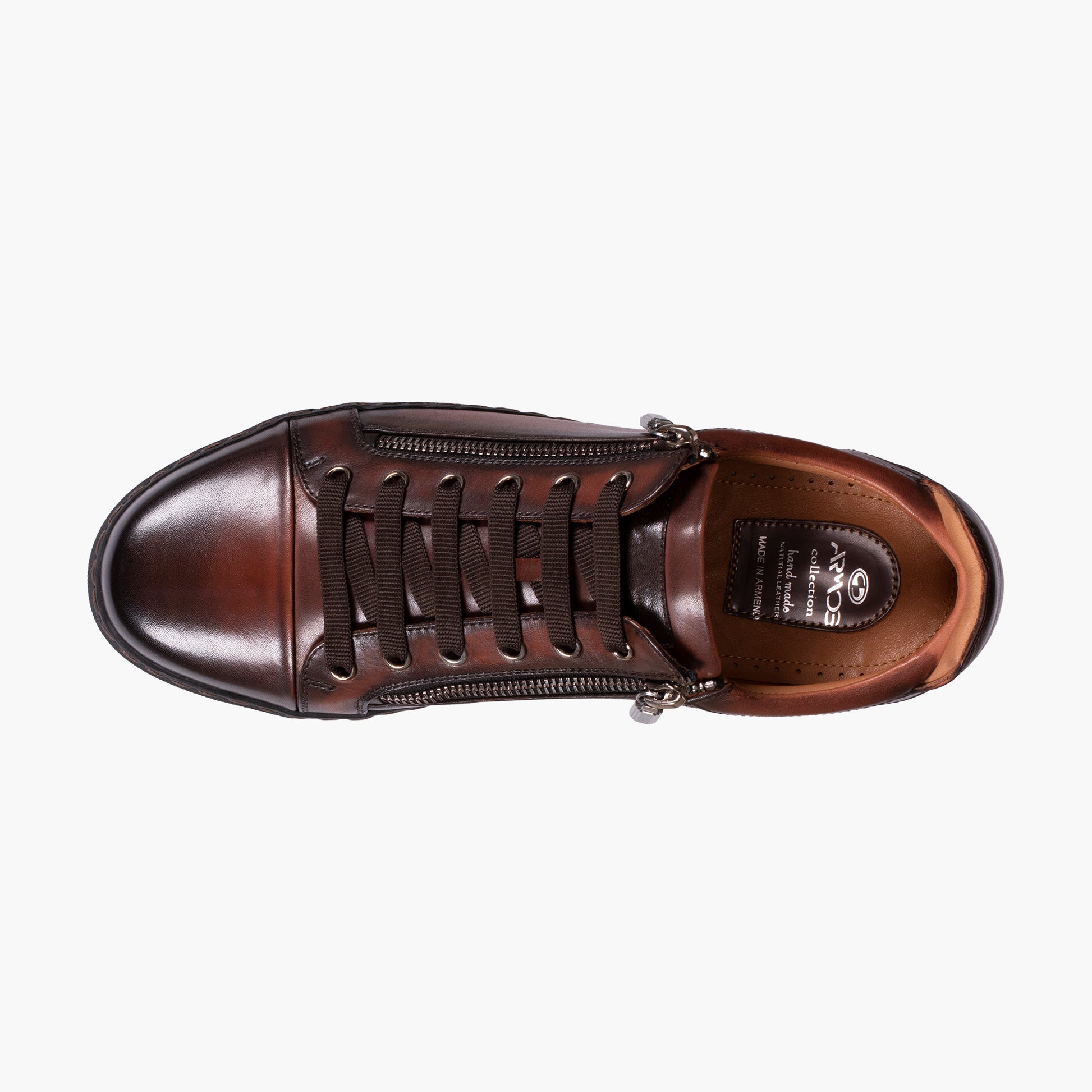 Коричневые кеды из кожи