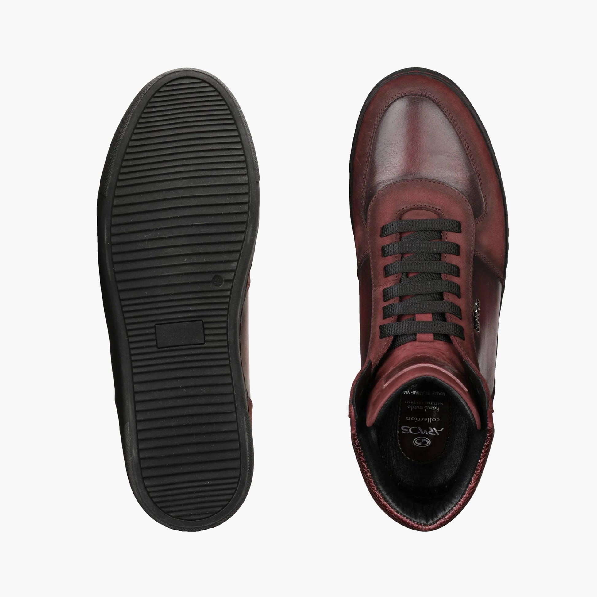 Бордовые высокие ботинки