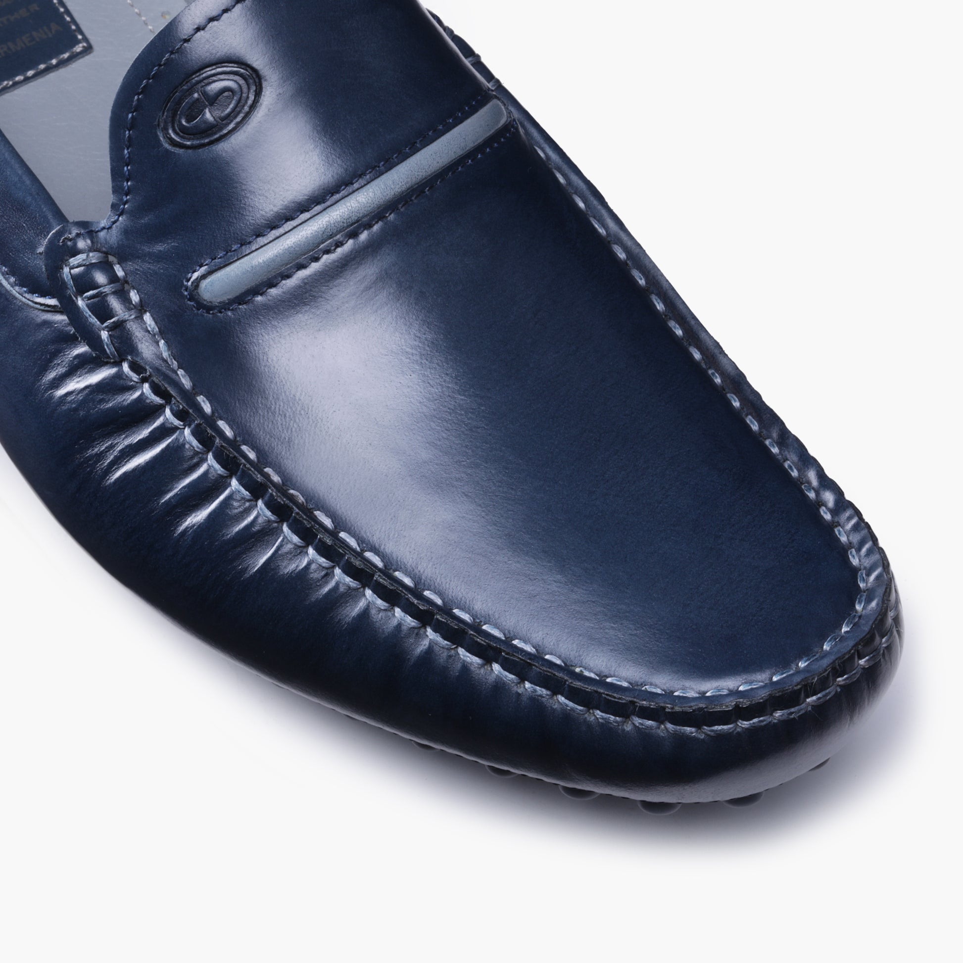 Темно - синие эластичные мокасины