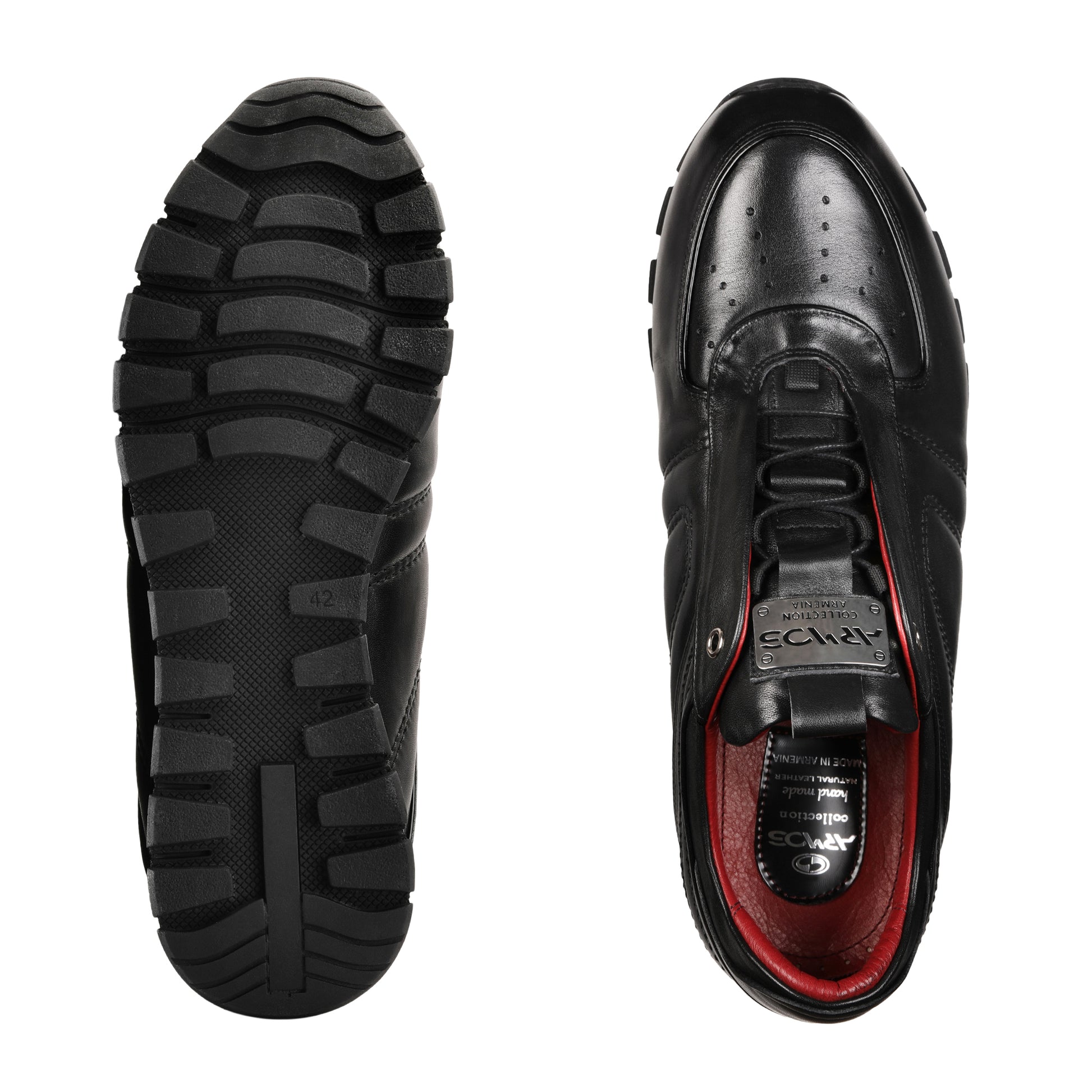 Черные кожаные кроссовки