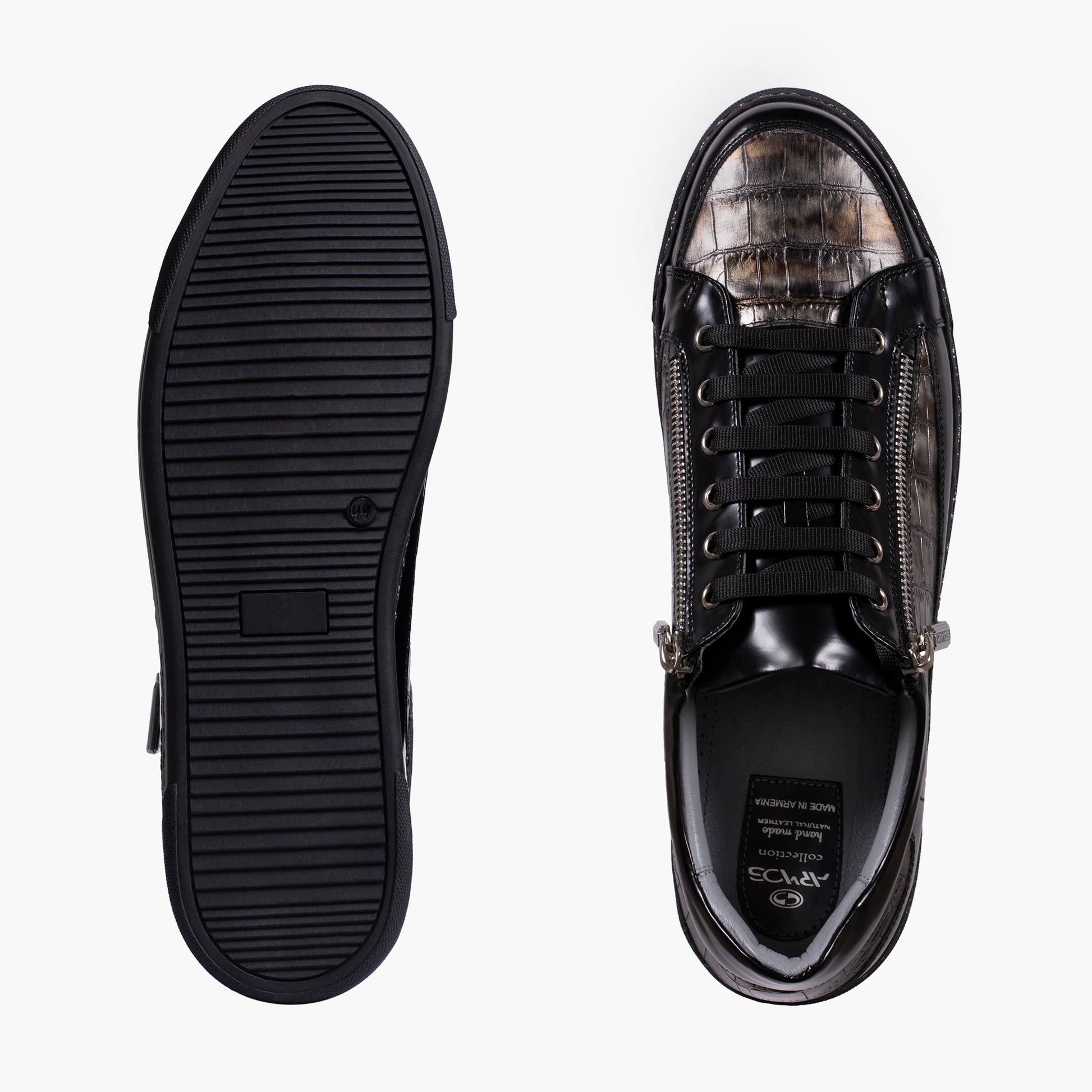 Черные кожаные кеды на шнуровке