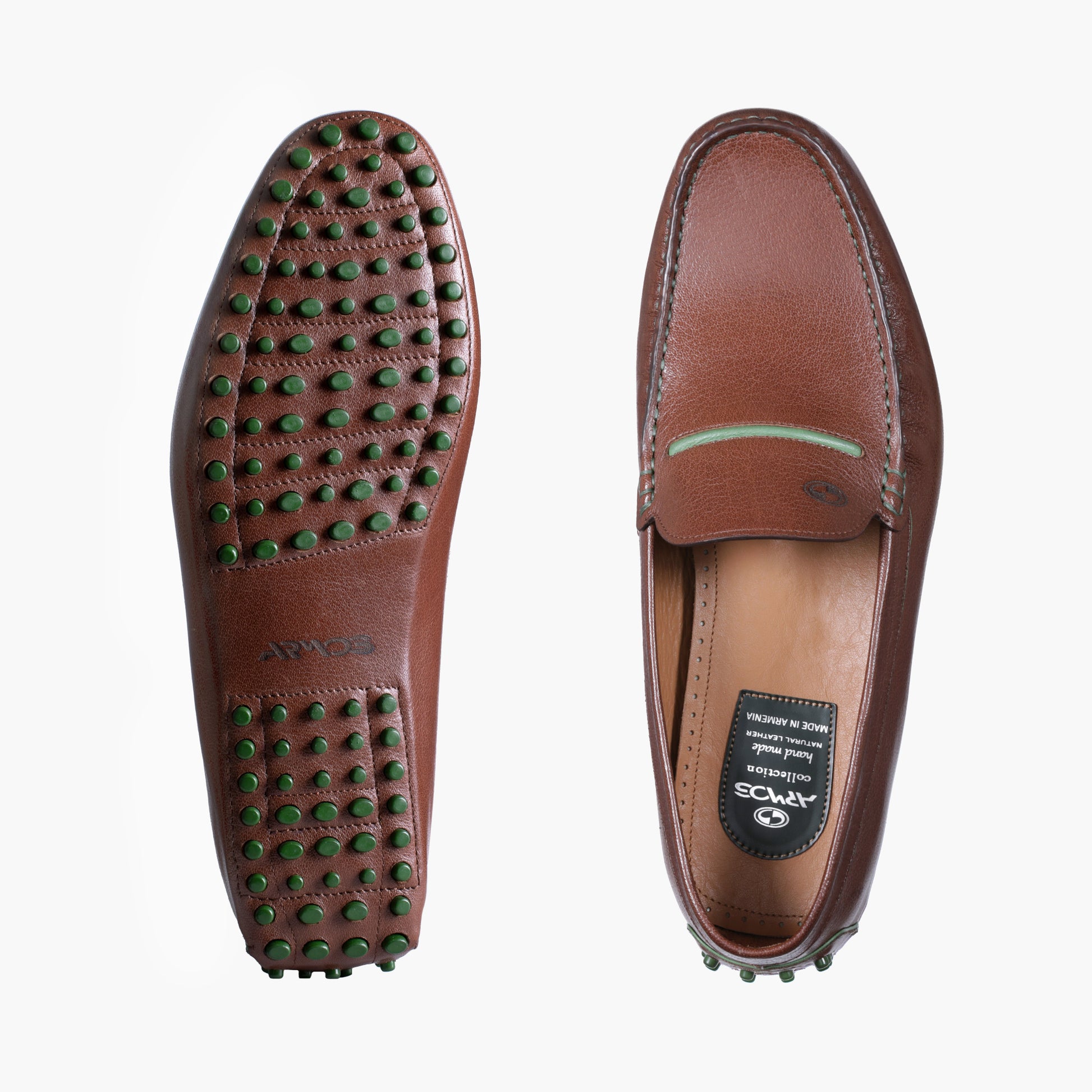 Коричневые эластичные мокасины