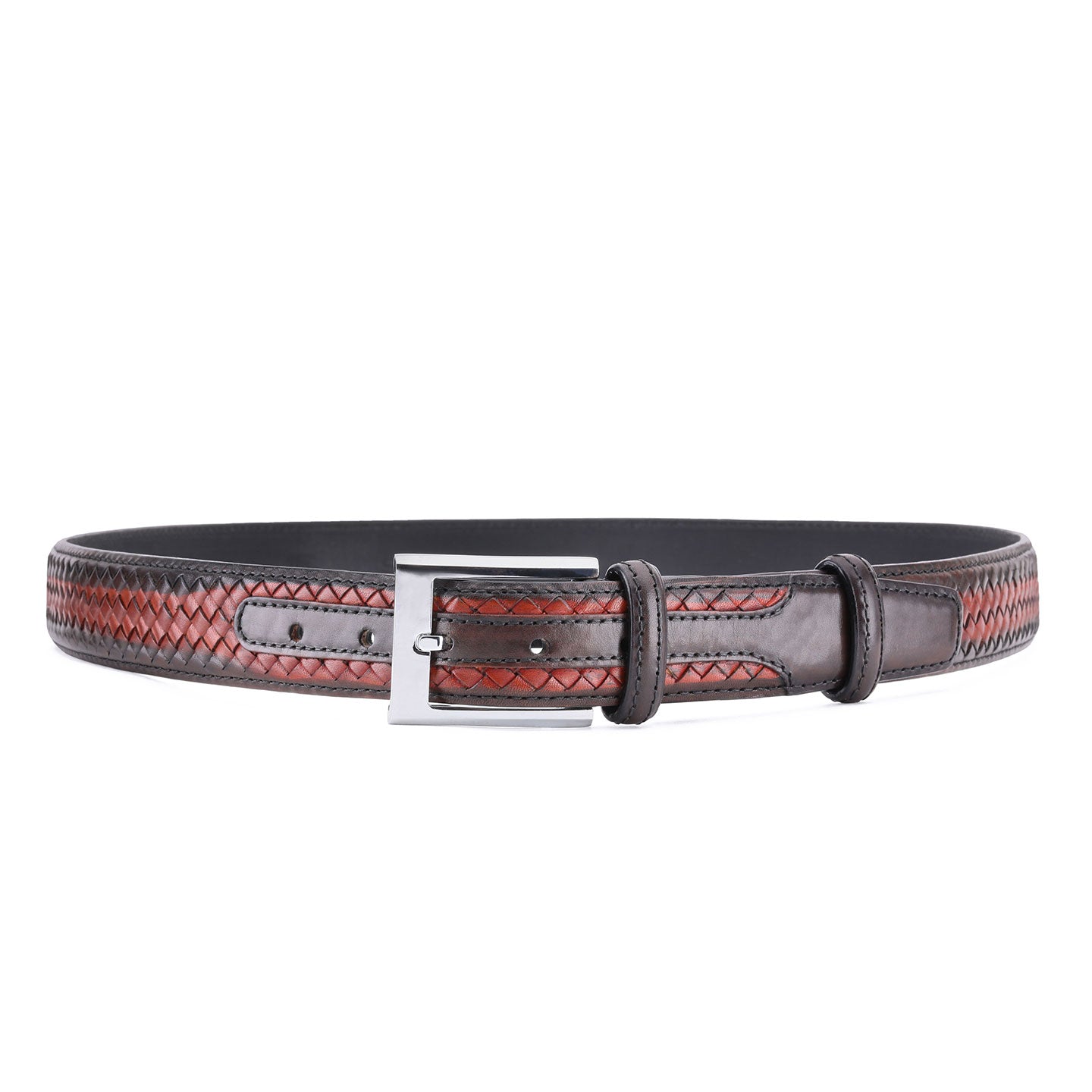 Рыже-коричневый ремень с плетением