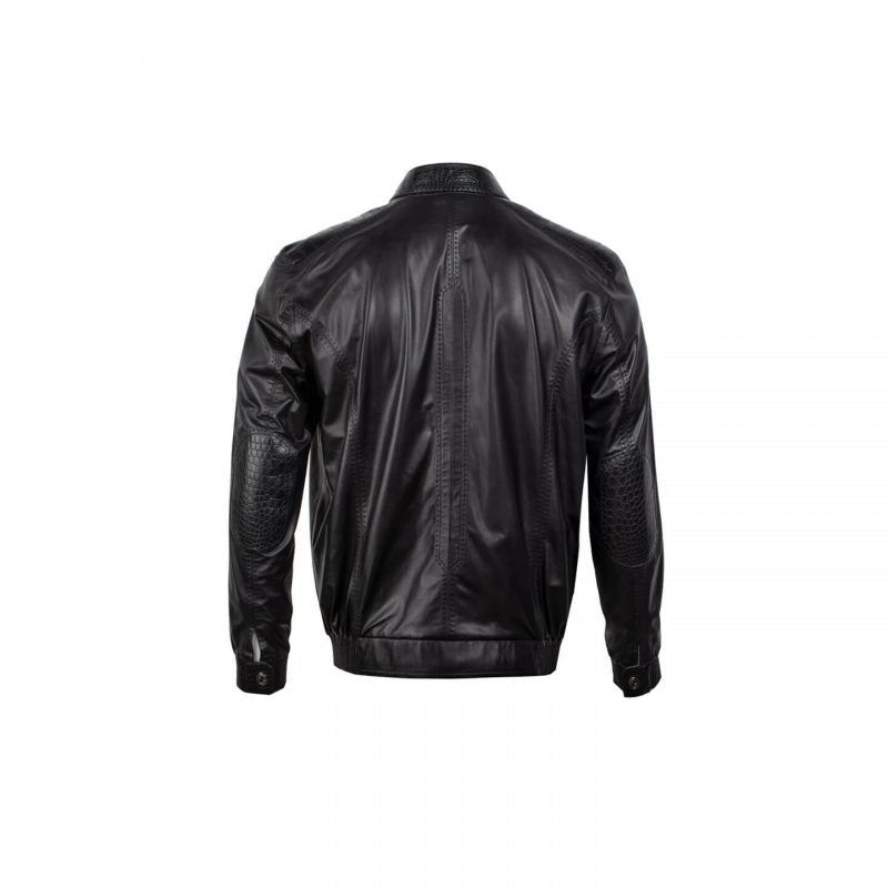 Черный пиджак из экзотической кожи