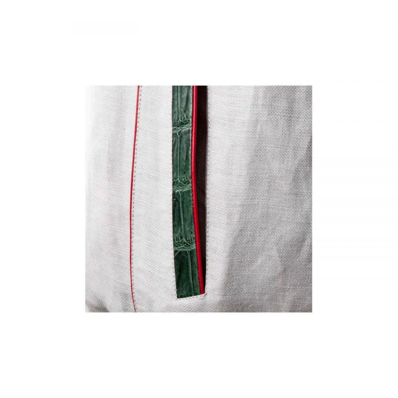 Куртка из кожи крокодила и мешковины