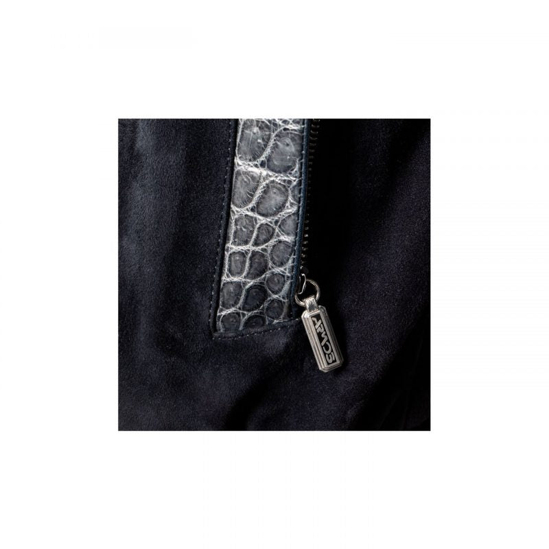 Пиджак из кожи крокодила и замши