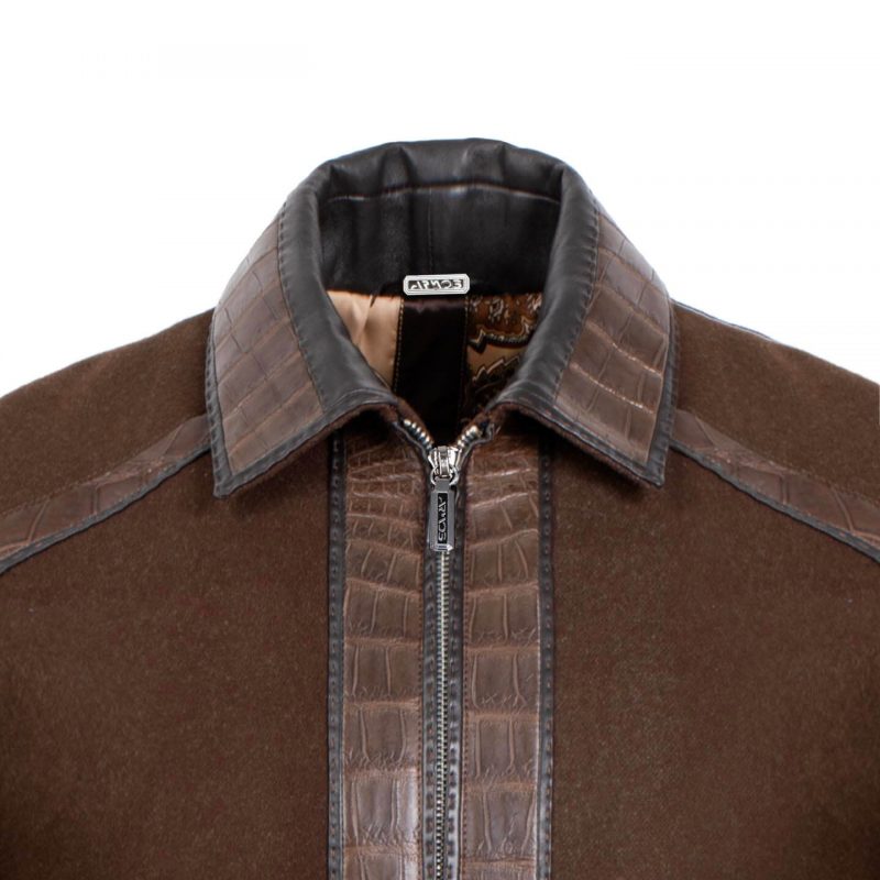 Куртка из кожи крокодила и замши