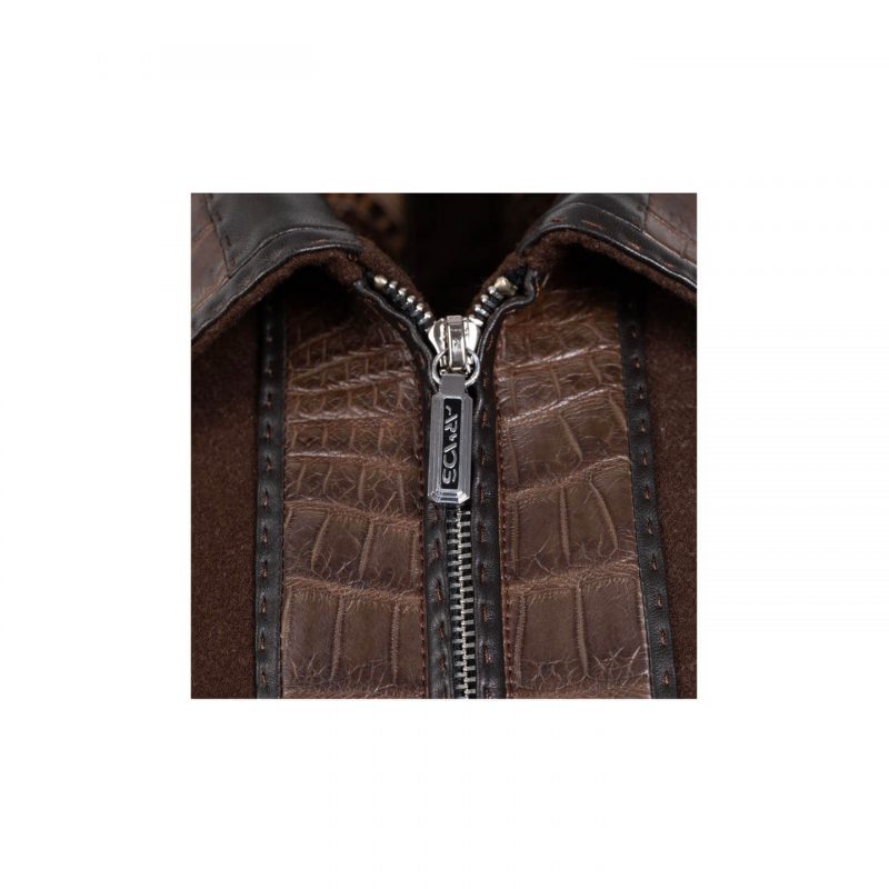 Куртка из кожи крокодила и замши