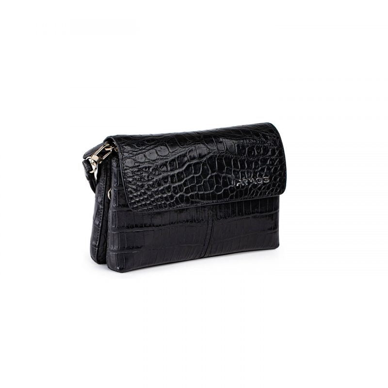 Черная барсетка из кожи крокодила