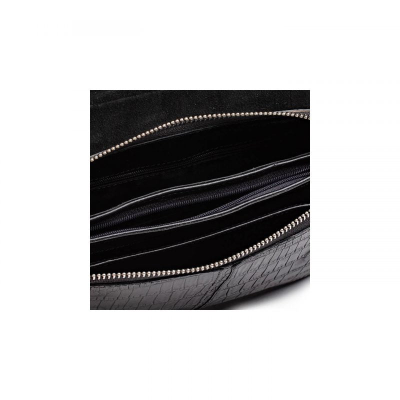 Черная барсетка из кожи крокодила