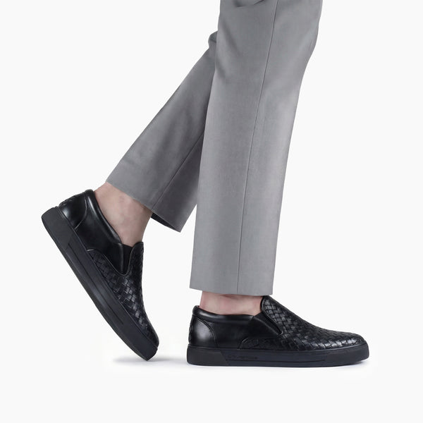 Кожаные плетеные кеды