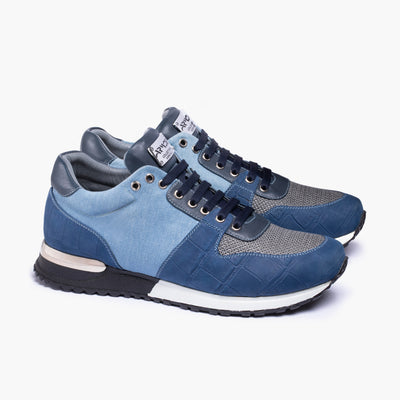 Кроссовки из кожи и денима