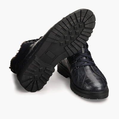 Синие ботинки с мехом