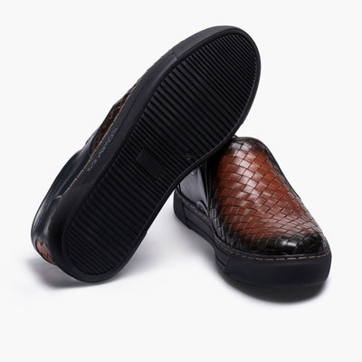 Плетеные кеды с коричневым эффектом