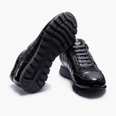 Замшевые кроссовки с крокодиловым принтом