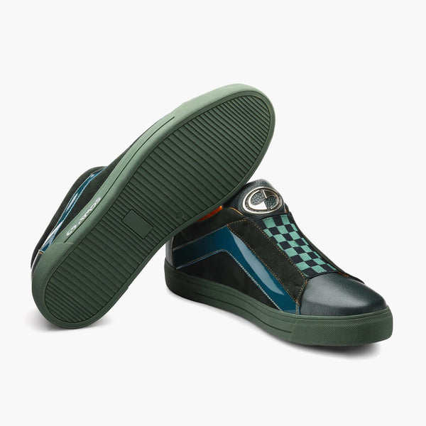 Кожаные сникеры с шахматным орнаментом