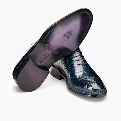 Синие туфли из кожи крокодила