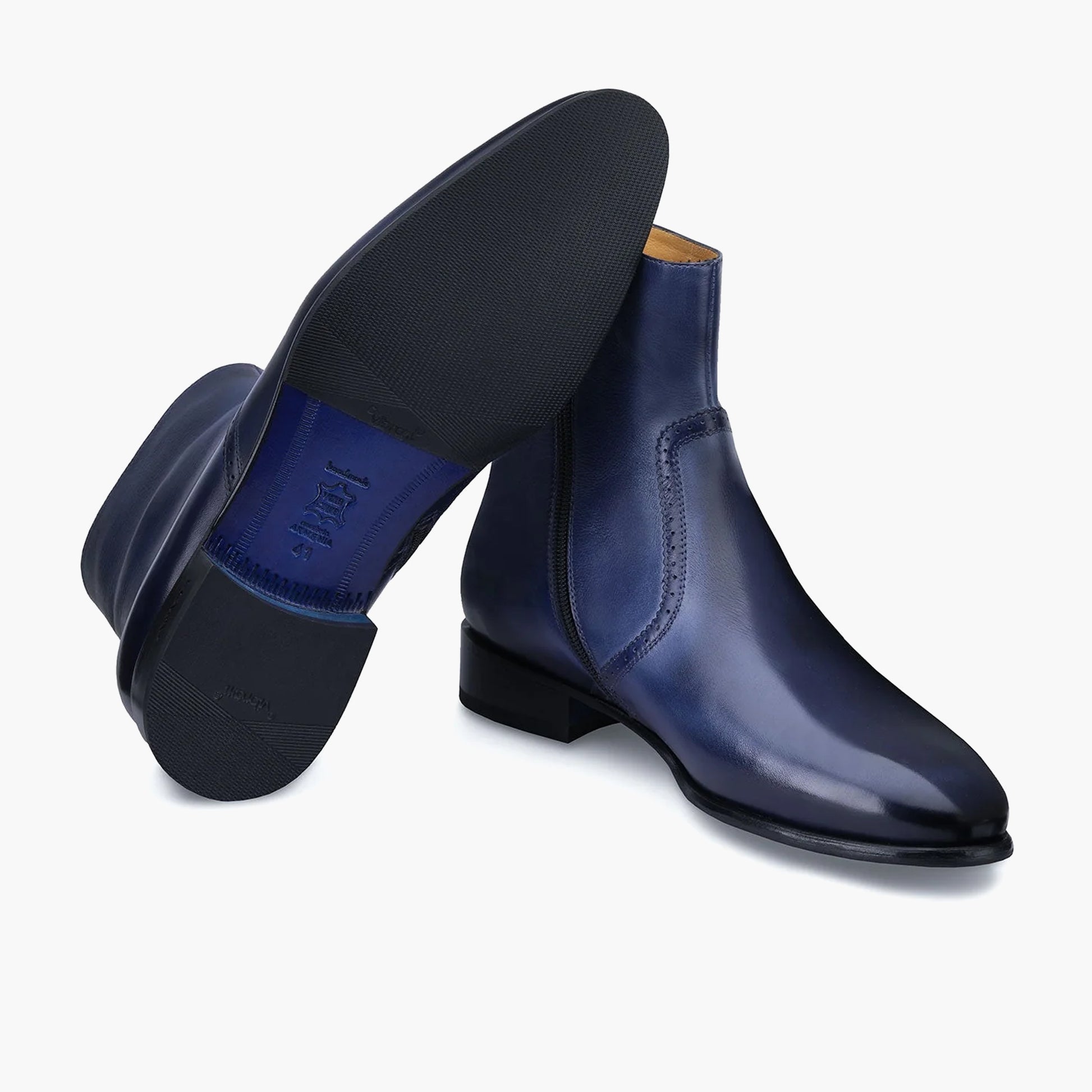 Синие кожаные ботинки