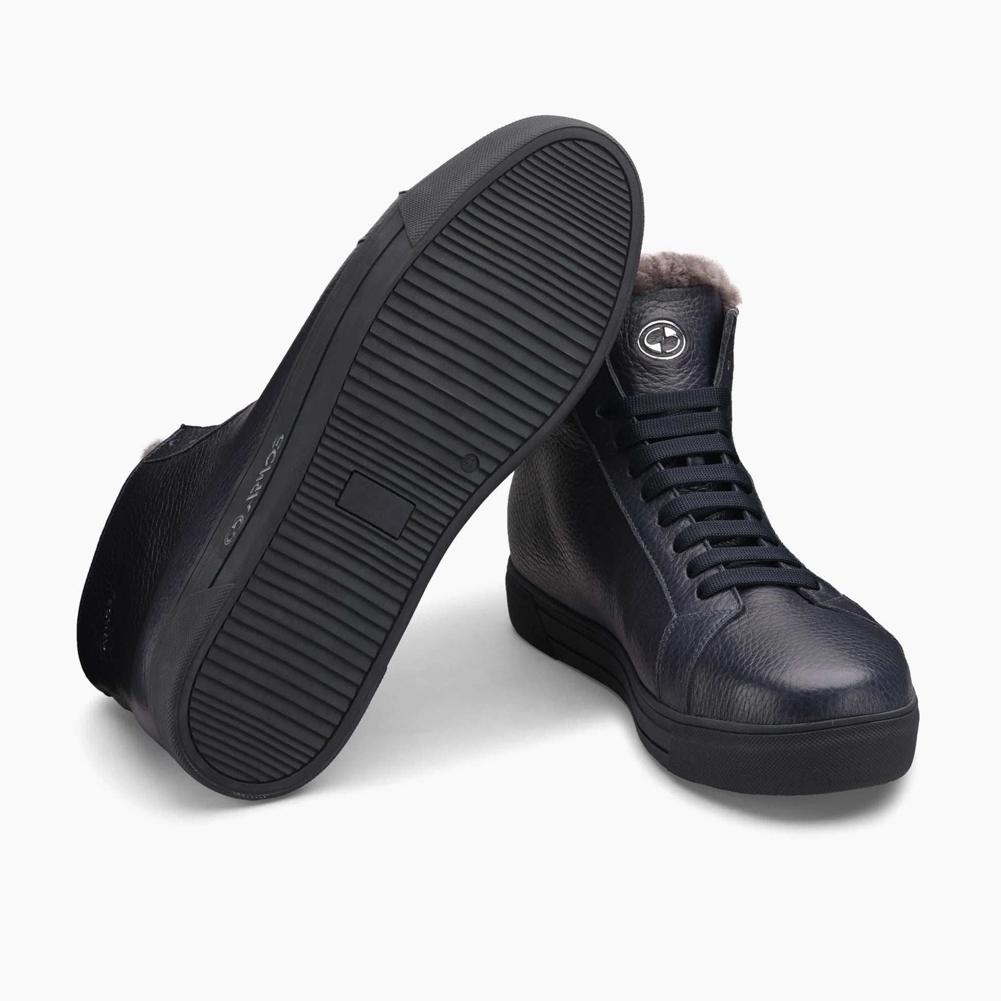 Утепленные высокие синие кеды