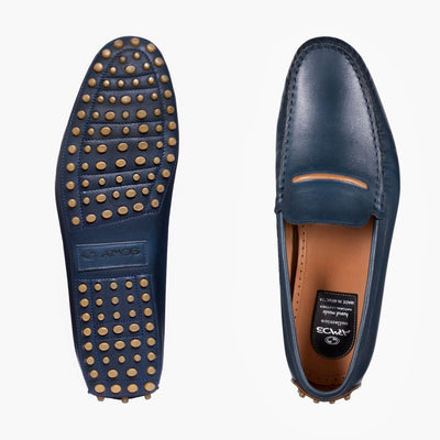 Синие эластичные мокасины