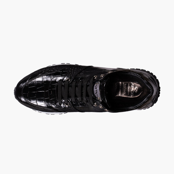 Черные кроссовки с крокодиловым принтом