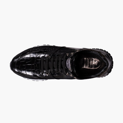 Черные кроссовки с крокодиловым принтом