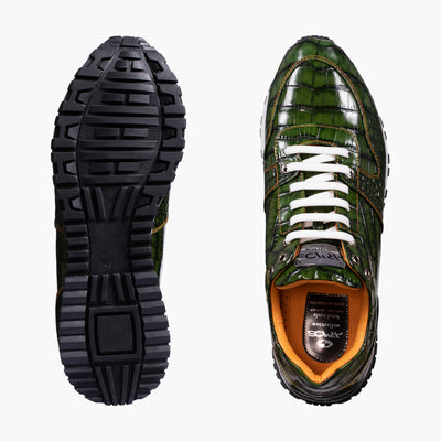 Зеленые кроссовки с крокодиловым принтом