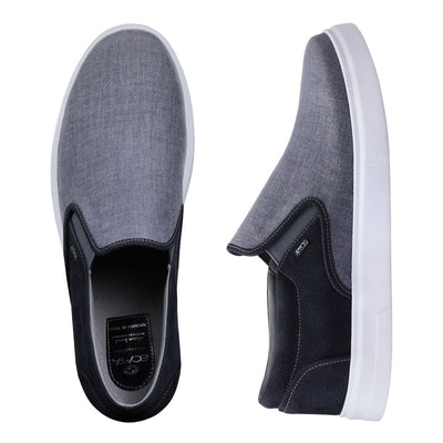 Серые слипоны из нубука и текстиля