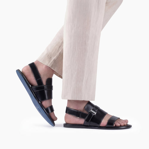 Черные Кожаные Сандалии