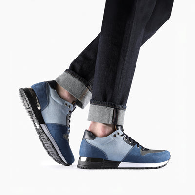 Кроссовки из кожи и денима