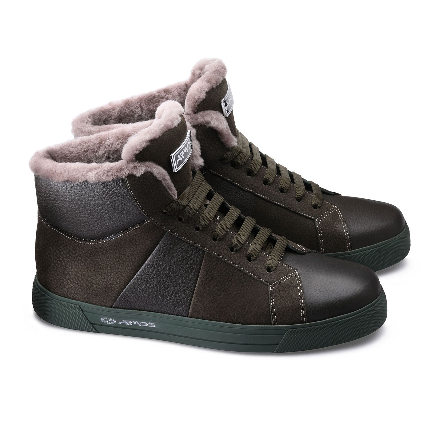 Утепленные ботинки в цвете хаки