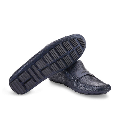 Синие плетеные мокасины