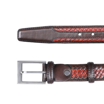 Рыже-коричневый ремень с плетением