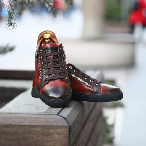 Коричневые кеды из кожи