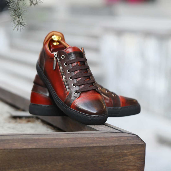 Коричневые кеды из кожи