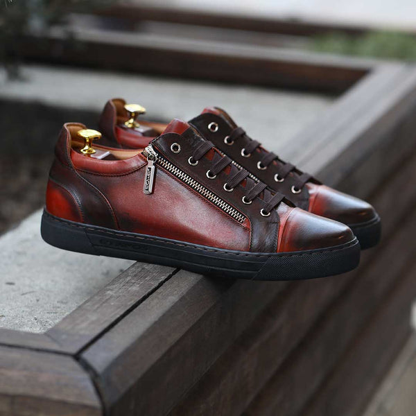 Коричневые кеды из кожи