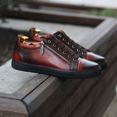 Коричневые кеды из кожи